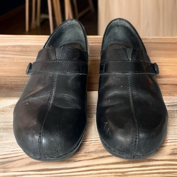 Dansko Black Solstice Side Button Clog Slip-On Shoes Leather Size 40 9.5 US - Picture 4 of 9